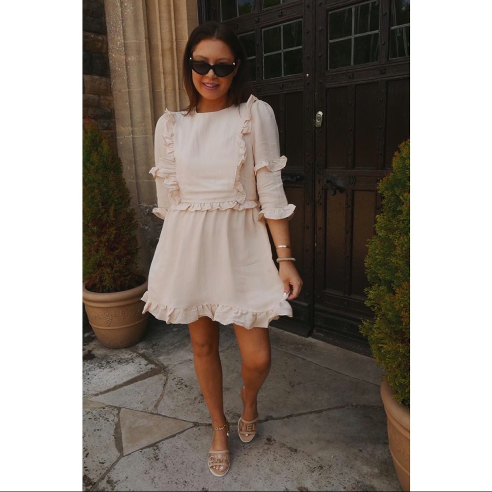 LORNA LUXE STONE 'GIRL'S GIRL' RUFFLE MINI DRESS